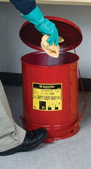 Justrite Steel Oily Waste Can Red