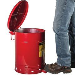 Justrite Steel Oily Waste Can Red