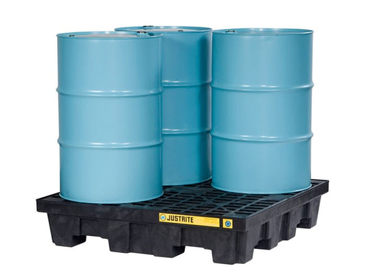 Justrite 28635 Spill Control Pallet 4-Drum Black