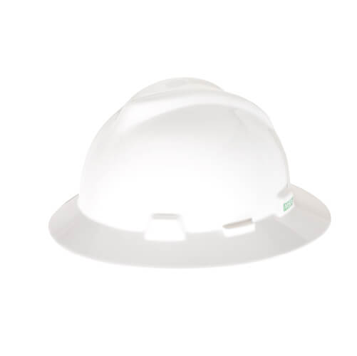 MSA V-Gard Slotted Full-Brim Hat, W/Fas-Trac III Suspension